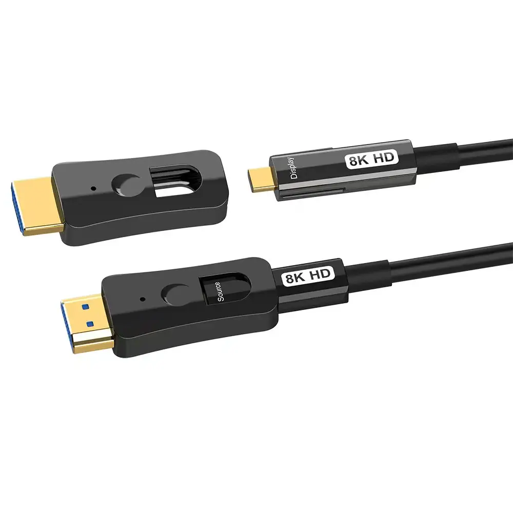 3 in 1สายเคเบิลใยแก้วนำแสง HDMI 2.1 8K A ถึง D ชนิดหัวเดียวไมโคร HDMI แบบถอดได้สายเคเบิลใยแก้วนำแสง HDMI