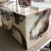Pierre d'onyx artificielle personnalisée translucide décorée boîte à lumière d'albâtre onyx blanc rétro-éclairé avec Offre Spéciale d'usine