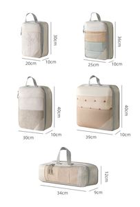 Ensemble de 5 sacs de rangement de voyage extensibles, cubes de compression pour valises, organisateurs de vêtements - Product Image 6