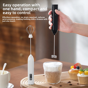 เครื่องทำฟองนมไฟฟ้าแบตเตอรี่สแตนเลส304 PP มือถือ USB ชาร์จไฟได้เครื่องตีไข่และตีไข่ - Product Image 2