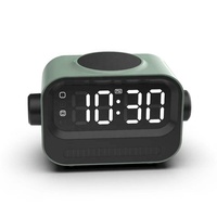 Jam Alarm Speaker BT portabel, dengan pengisi daya nirkabel warna-warni untuk ponsel