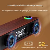 Speaker Portabel Motif Kayu untuk 5.4 Speaker, Tahan Air IPX4, HiFi Bass Dalam dengan Jam Alarm Digital dan Mode Nirkabel Ganda
