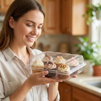 Boîtes d'emballage alimentaire en gros pour croissants et sandwichs, avec couvercles transparents, pour la cuisson et la conservation des aliments