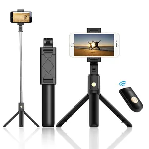 Kablosuz BT + kablosuz 360 rotasyon Selfie sopa Tripod uzaktan Controllerfor Smartphone