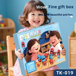 Jeu de société Parent-Enfant Tic Tac Toe avec pièces de poupée rouges et bleues, jouet éducatif pour enfants - Product Image 2