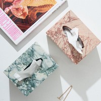 Ensemble de 3 pièces en pierre naturelle : Plateau rectangulaire en travertin, Pot de rangement et Boîte à mouchoirs en marbre rose