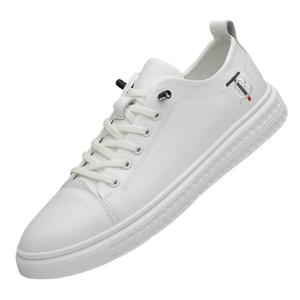 Zapatos de skate de cuero transpirables de verano estilo coreano a la moda para hombre, casuales con cordones, de boca baja simple, con costuras de cuero y EVA. - Product Image 5