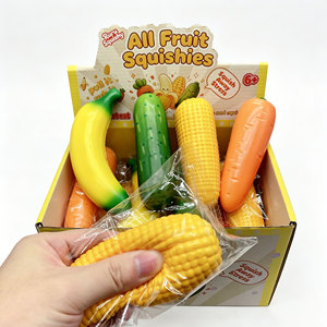 Juguetes blandos de frutas y verduras de rebote lento, simulación de zanahoria y maíz, juguete antiestrés suave para apretar para niños - Product Image 1