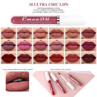 Rouge à lèvres liquide mat velours rose nude hautement pigmenté en 18 couleurs, tendance, boîte de gloss à lèvres personnalisée avec logo