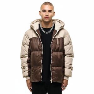 Chaqueta acolchada de invierno personalizada de alta calidad y precio al por mayor para hombre, chaquetas acolchadas en la cintura con cuello de piel de burbuja de pato para hombre, servicio OEM - Product Image 1
