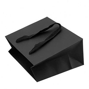 Sac en papier de luxe pour vêtements de marque, avec logo personnalisé, imprimé en gros, noir, pour bijoux, cadeaux, shopping, avec poignées - Product Image 4