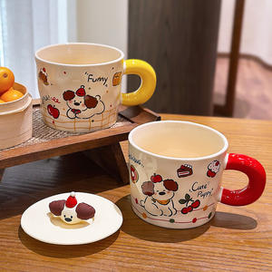 Tasse en céramique Zuo Mu avec couvercle et cuillère, résistante à la chaleur, peinte à la main, pour le café au bureau, le petit-déjeuner, cadeau pour femme, hiver 2025 - Product Image 3