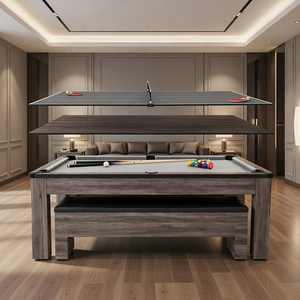 <span class=keywords><strong>Table</strong></span> de billard 3-en-1 personnalisée S.Q.F avec poches en cuir, cadre en bois, plateau de poker et de ping-pong de luxe pour salle de jeux intérieure - Product Image 4