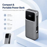 Batterie externe portable Alibaba en promotion 10000 mAh avec câble rétractable intégré de 65 cm et écran LED numérique