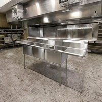 Évier de cuisine professionnel en acier inoxydable à 3 compartiments, directement de l'usine, garantie 1 an, pour restaurant, 120x130x60cm, origine Chine