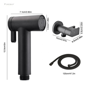 PINEBAY New Fashion Bathroom Matte Black Handheld Douche Spray Shower WC ABS Easy Control Bidet Sprayer Set Woman Toilet <strong>Shattaf</strong> - Product Image 2