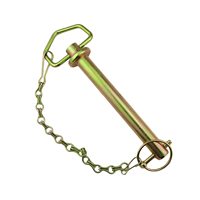 Pasador de Acero al Carbono de Alta Resistencia con Cadena y Grapas, Chapado en Zinc Amarillo, Honghao HH-4435, para Montaje Seguro de Ejes de Enganche