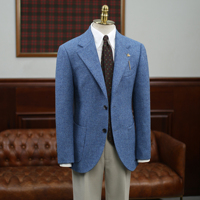 Blazer en laine bleu sur mesure pour homme, coupe ajustée italienne, veste de costume texturée pour affaires et sport