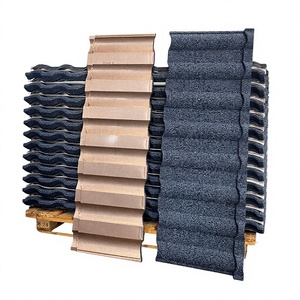 Tôle de toiture métallique revêtue de pierre avec accessoires, capuchons de pignon, gouttières et pièces complètes assorties - Product Image 1