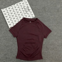 T-shirt de sport à manches courtes, col rond, respirant, séchage rapide, sans rembourrage, logo personnalisé, gym, sport, fitness, yoga