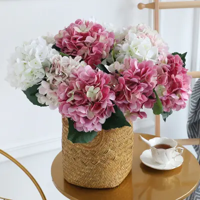 Arreglo de flores de hortensia de tacto real con impresión 3D para decoración floral