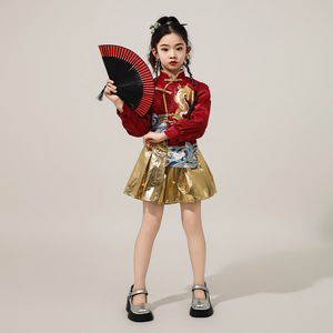 Costume da Spettacolo di Danza Jazz in Stile Cinese per Bambini, <span class=keywords><strong>Abbigliamento</strong></span> Hip-Hop Guochao, Costume da Esibizione per Ragazzi nel Street Dance - Product Image 4