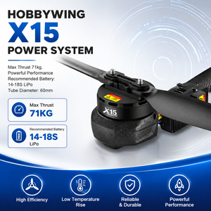 <span class=keywords><strong>Combo</strong></span> <span class=keywords><strong>Hobbywing</strong></span> X15 al por mayor: Sistema de potencia de carga pesada de 71 kg, motor de 37.5 kg de empuje, controlador, batería Lipo para dron PC y UAV de 150 kg - Product Image 1