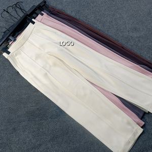 <span class=keywords><strong>Pantalon</strong></span> de costume taille haute pour <span class=keywords><strong>femme</strong></span> en tissu modal doux et respirant, couleur unie, coupe droite, style business décontracté, longueur cheville - Product Image 1