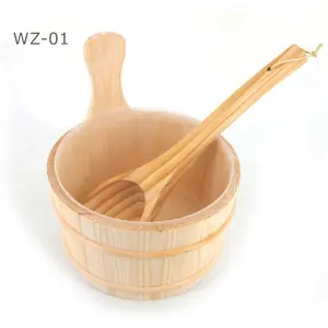 Current HOT Selling Wooden Sauna Bucket set Sauna Bucket and Ladle with inner