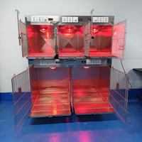 Cage d'oxygénothérapie pour chien en acier inoxydable, chambre de récupération vétérinaire ICU, boîte d'isolement clinique mobile à débit réglable pour l'élevage