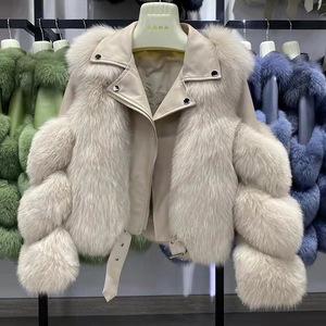 New Arrival Full Pelt Genuine Sheepskin <strong>Leather</strong> Fur <strong>Jacket</strong> <strong>Real</strong> Fox Fur Coat <strong>for</strong> <strong>Women</strong> - Product Image 5