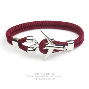 Bracelets d'amitié tressés à la main avec ancre et avion, en corde paracorde, pour hommes et femmes - Product Image 4