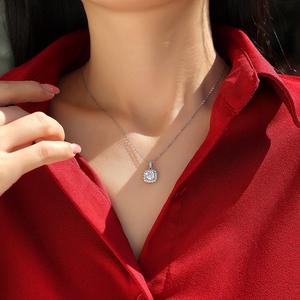 สร้อยคอจี้เงินแท้ 925 ชุบแพลตตินั่ม ประดับเพชรโมอิสซาไนต์ 1 กะรัต สำหรับผู้หญิง แฟชั่นคลาสสิก เครื่องประดับงานแต่งงาน - Product Image 6