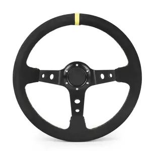 Volant de voiture universel 14 pouces 350mm en cuir suédé Drift Racing Game Volant