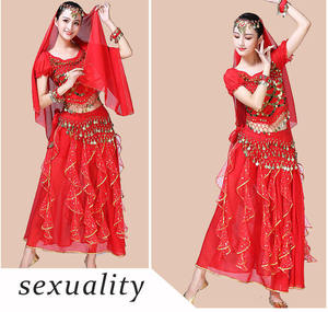 Ensemble de vêtements de <span class=keywords><strong>danse</strong></span> du ventre indienne Bollywood <span class=keywords><strong>classique</strong></span> pour femmes, manches longues, pantalon rotatif, imprimé numérique - Product Image 6