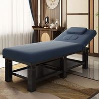 Table de massage réglable en hauteur haut de gamme Foshan avec cadre en bois pour salon de beauté et SPA