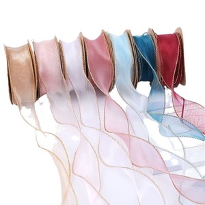 Ruban en satin de polyester ondulé en gros d'usine, fil en queue de poisson, organza bouclé pour la décoration de gâteaux, boîtes cadeaux et nœuds faits à la main - Product Image 3