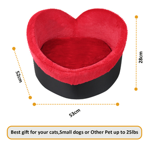 Günstiges Winterliches Rotes Herzförmiges Samt-Haustierbett für Hunde, Katzen und Kleintiere mit Modischem Tiermuster - Product Image 4