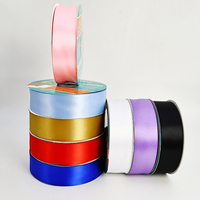Rouleau de ruban de satin de couleur unie de 25mm avec emballage cadeau ruban de gâteau d'anniversaire ruban de marque arc