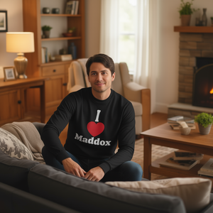 T-shirt à manches longues avec nom personnalisé I Love Maddox Heart - Product Image 1