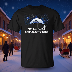 Camiseta del Carnaval de Quebec, diseño de muñeco de nieve con trineo de perros para el festival de invierno - Product Image 3