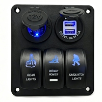 Panneau d'interrupteurs à bascule en aluminium 3 modules, trou de montage de 29 mm pour remplacement libre de la prise CC, 12V/24V CC pour bateau, camping-car, yacht, marine