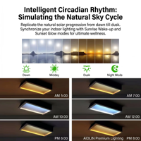 AIDLIN Panneau LED intelligent de simulation du soleil à spectre complet de 5,3 cm, lumière du ciel à diffusion Rayleigh, soin des yeux, pour pièce sans fenêtre