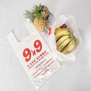 Bolsa de Compras de Alta Calidad con Logotipo Impreso Personalizado, Hecha con Materiales Reciclados, Bolsa de Supermercado y Tienda de Abarrotes, Bolsa de PE Tipo Camiseta para Exhibiciones - Product Image 5