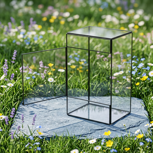 Terrarium en verre moderne de qualité supérieure, forme géométrique, vase de table, designs personnalisés, plantes, tailles sur mesure, mariage, salon - Product Image 1