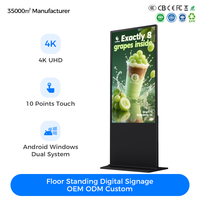 Paneles de Pantalla Comerciales de 43, 49, 55 y 65 Pulgadas, Señalización Digital con Soporte de Pie, Tótems Ultrafinos, Pantalla Táctil Grande para Publicidad