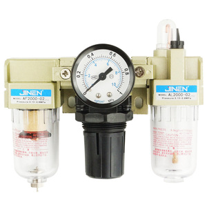 JINEN ชุดกรองลมสามทางแบบนิวเมติก AF2000-02 ตัวกรองทองแดง 0.15-0.8MPa พร้อมเกจวัดแรงดัน ระบายน้ำแบบแมนนวล - Product Image 4