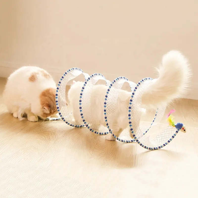 Per interni grandi molle per gatti giocattoli Stick interattivo piegato gattino Tunnel per gatti giocattoli con topo di piume