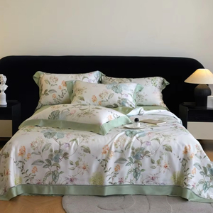 Sang trọng <span class=keywords><strong>Tencel</strong></span> rắn màu bộ đồ giường Bộ in Thiết kế tấm Ga Trải Giường thiết lập - Product Image 5