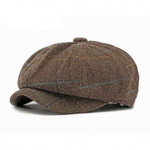 Casquette Gavroche Classique en Tissu à Carreaux Irlandais pour Homme, en Gros et en Stock, Automne Hiver - Product Image 5